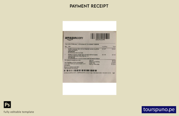Plantilla de recibo de pago de la empresa Amazon lista para imprimir